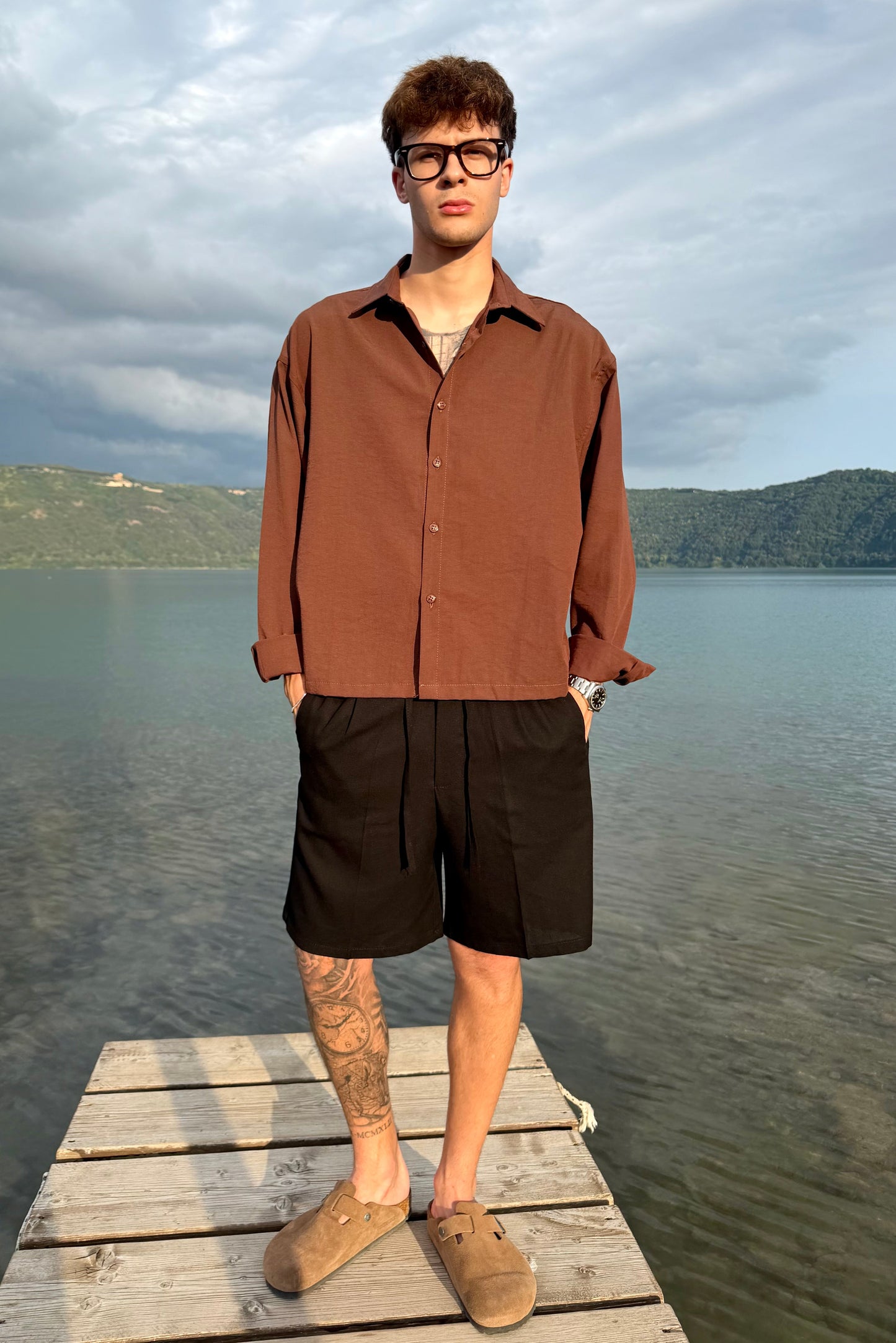 Pantaloncino In Lino Nero
