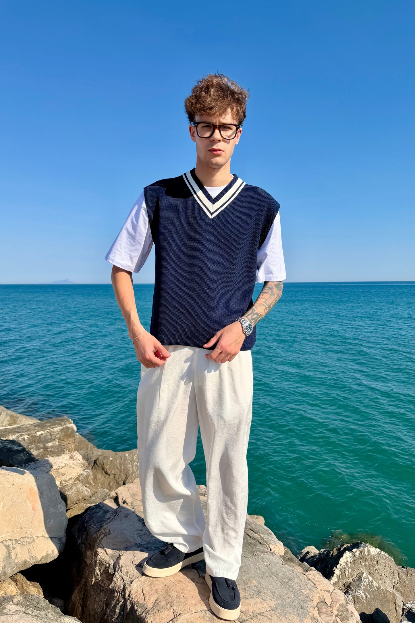 Gilet Montecarlo Blu/Panna