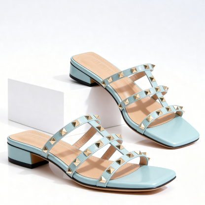 Velisanne | Mules Cloutées Talon Stable Confort