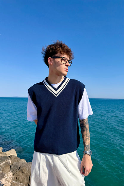 Gilet Montecarlo Blu/Panna