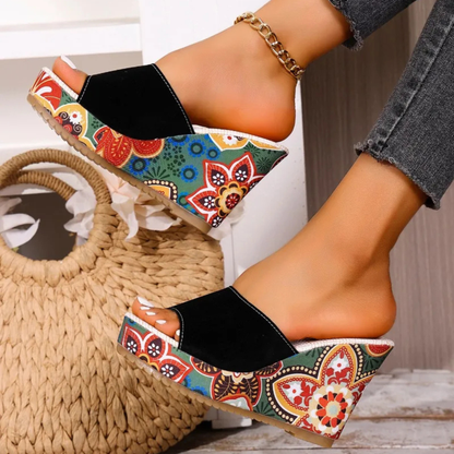 Mireya | Sandales Compensées Motif Bohème