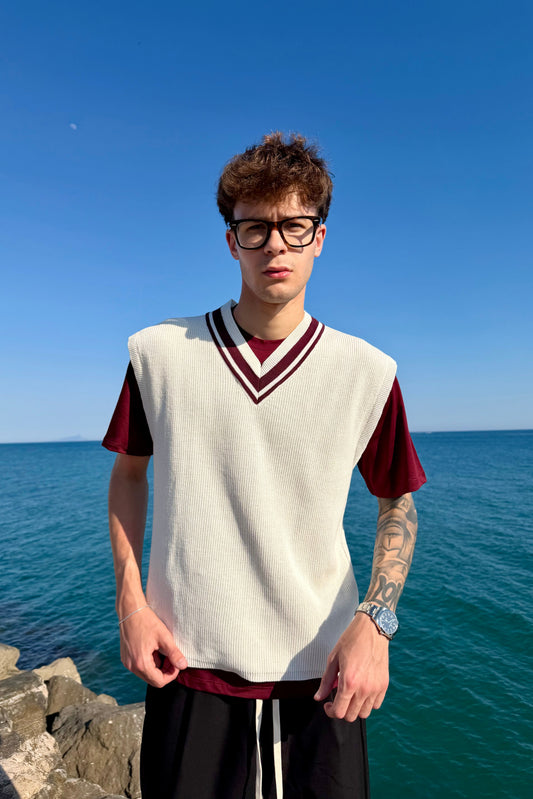 Gilet Montecarlo Panna/Bordeuax