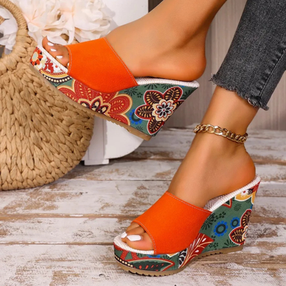 Mireya | Sandales Compensées Motif Bohème