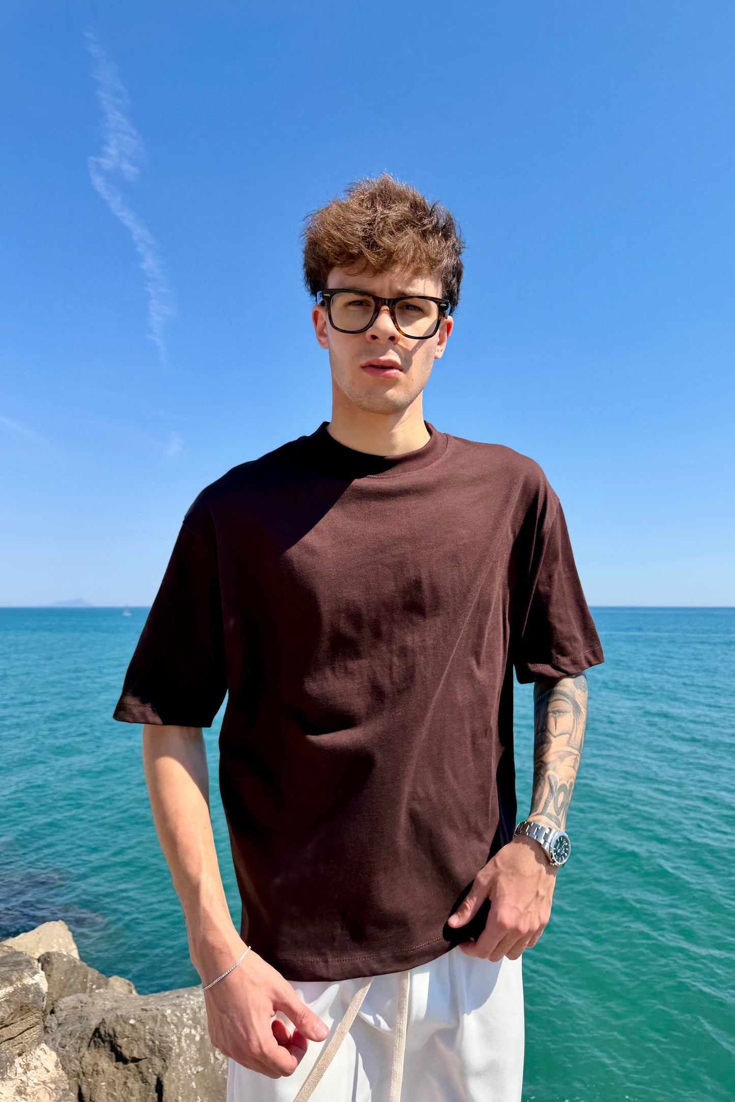 T-shirt Crop Marrone