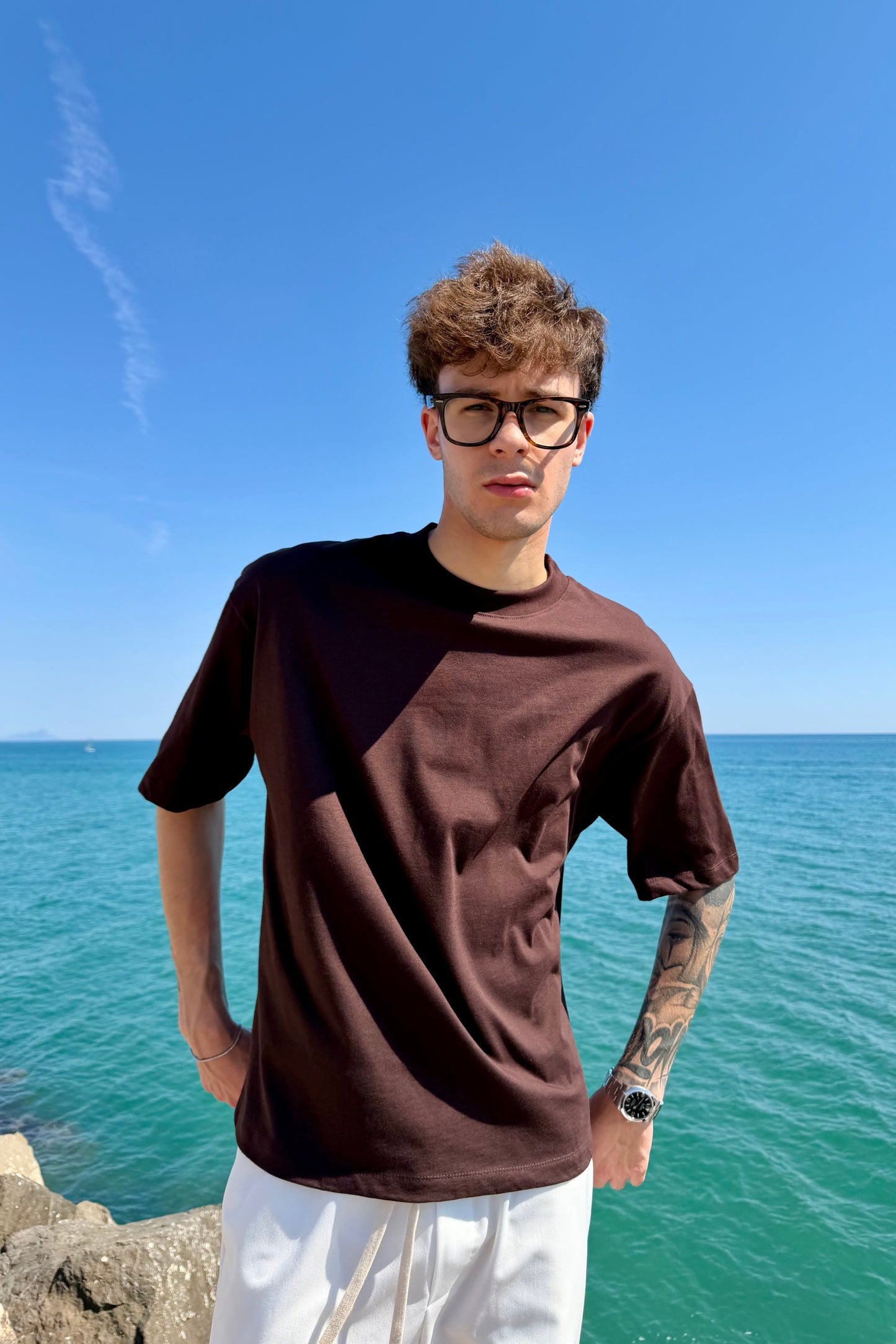T-shirt Crop Marrone