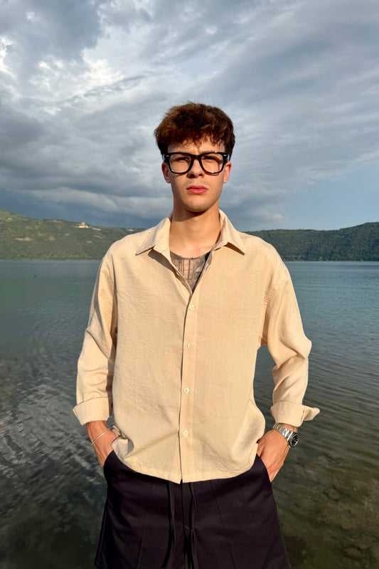 Camicia Cancún In Lino Beige