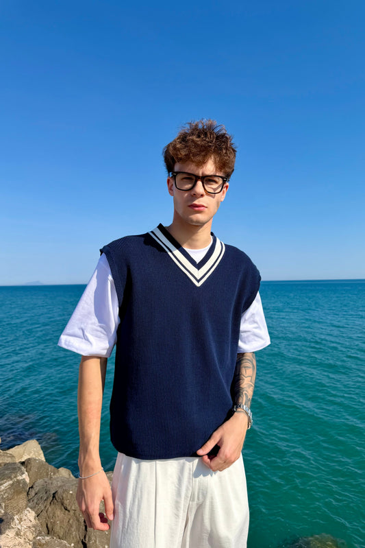Gilet Montecarlo Blu/Panna