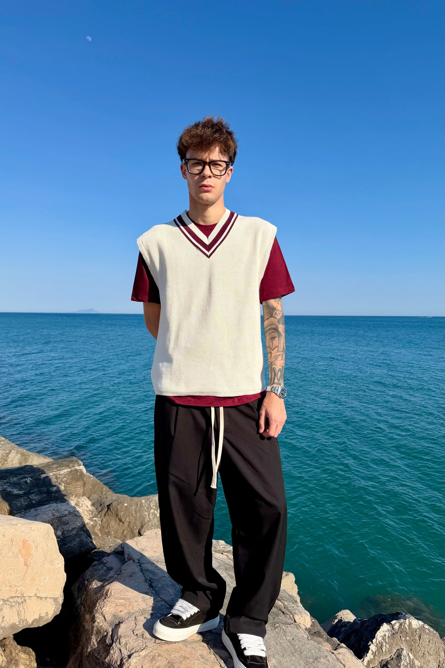 Gilet Montecarlo Panna/Bordeuax