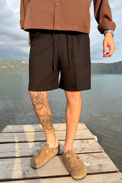 Pantaloncino In Lino Nero