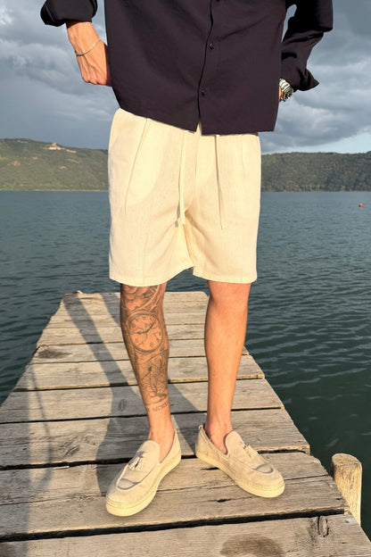 Pantaloncino In Lino Panna