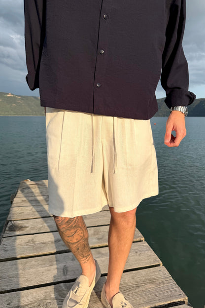 Pantaloncino In Lino Panna
