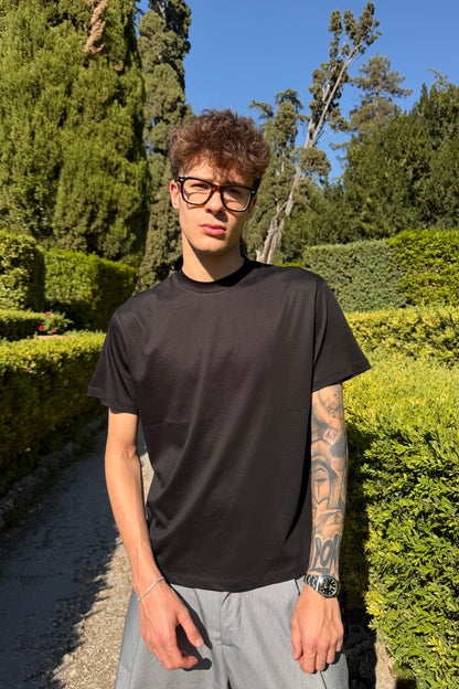 T-Shirt In Filo Di Scozia Nera
