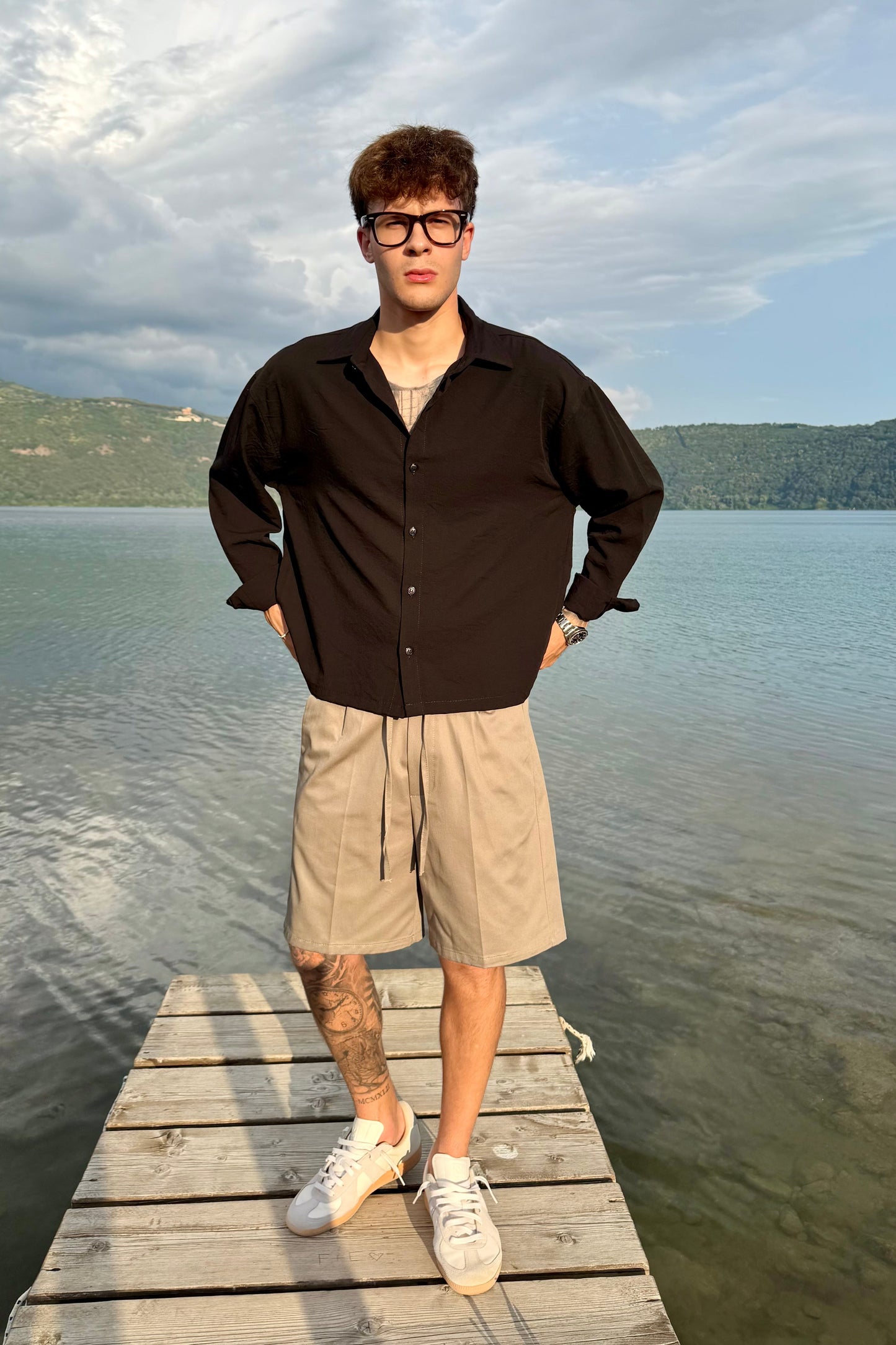 Pantaloncino In Bull Di Cotone Fango