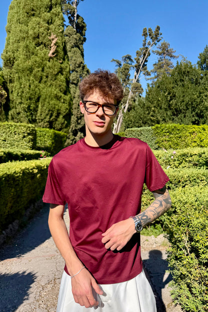 T-Shirt In Filo Di Scozia Bordeaux