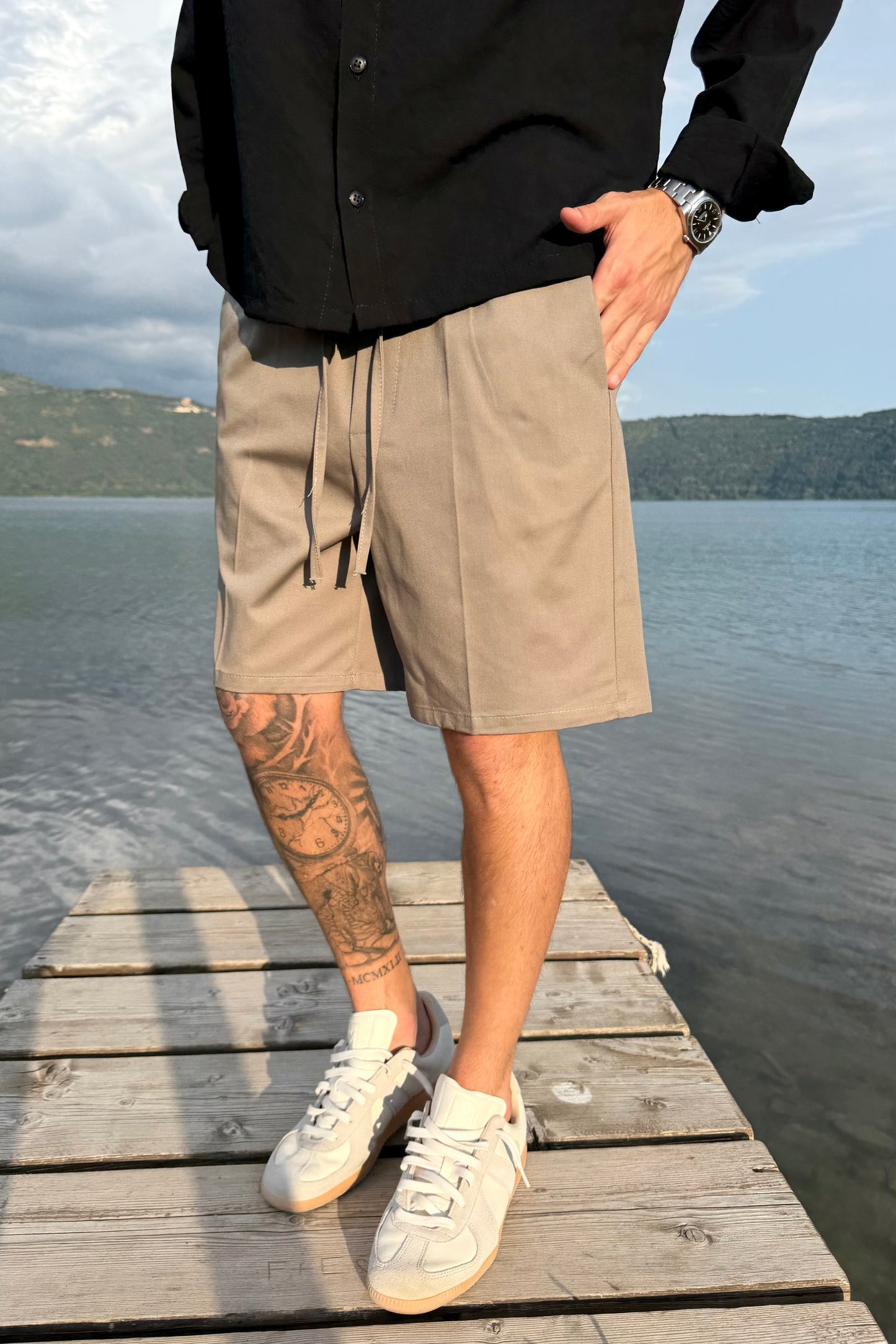 Pantaloncino In Bull Di Cotone Fango