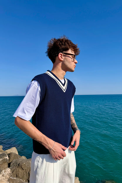 Gilet Montecarlo Blu/Panna