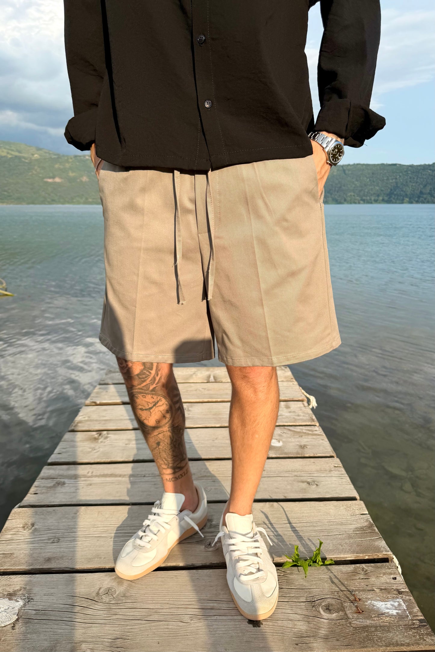 Pantaloncino In Bull Di Cotone Fango