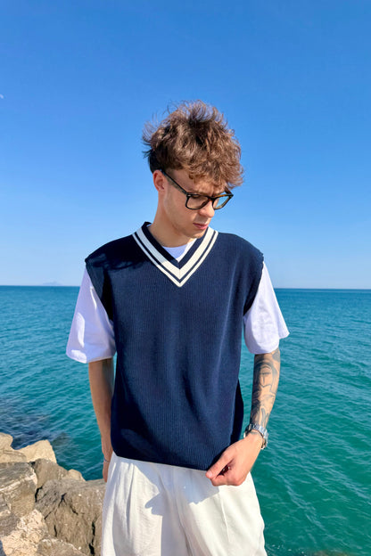 Gilet Montecarlo Blu/Panna