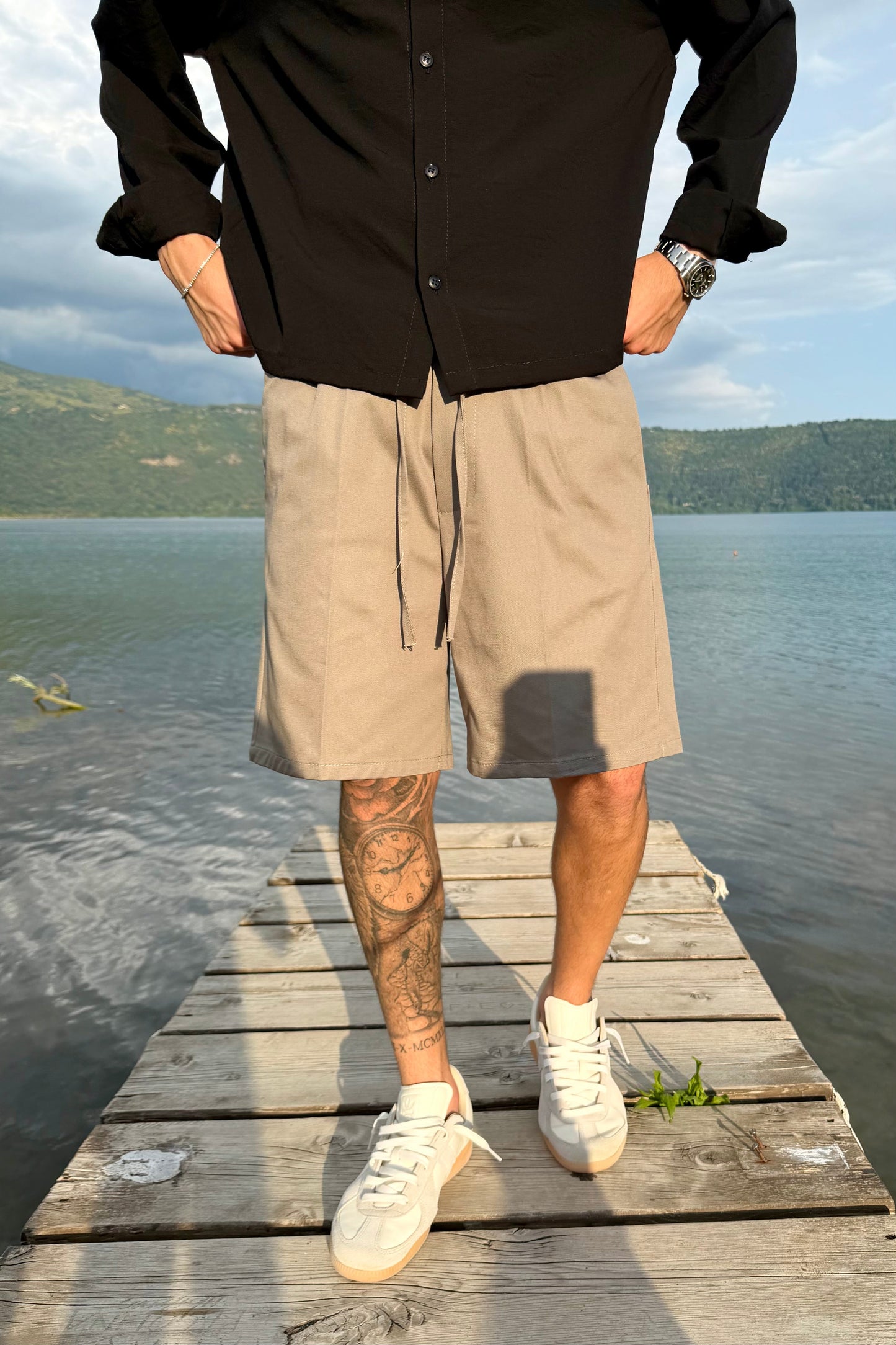 Pantaloncino In Bull Di Cotone Fango