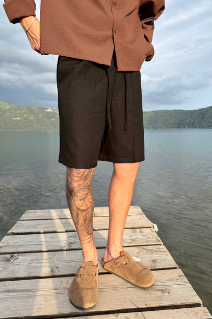 Pantaloncino In Lino Nero