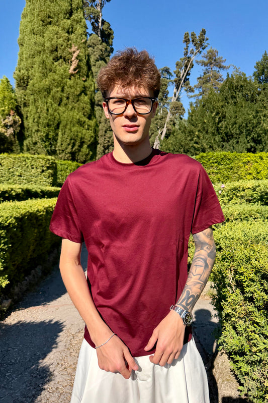 T-Shirt In Filo Di Scozia Bordeaux