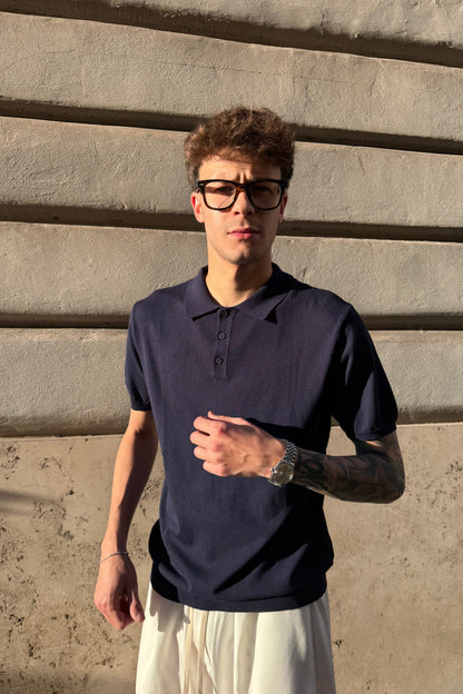 Polo In Filo Blu