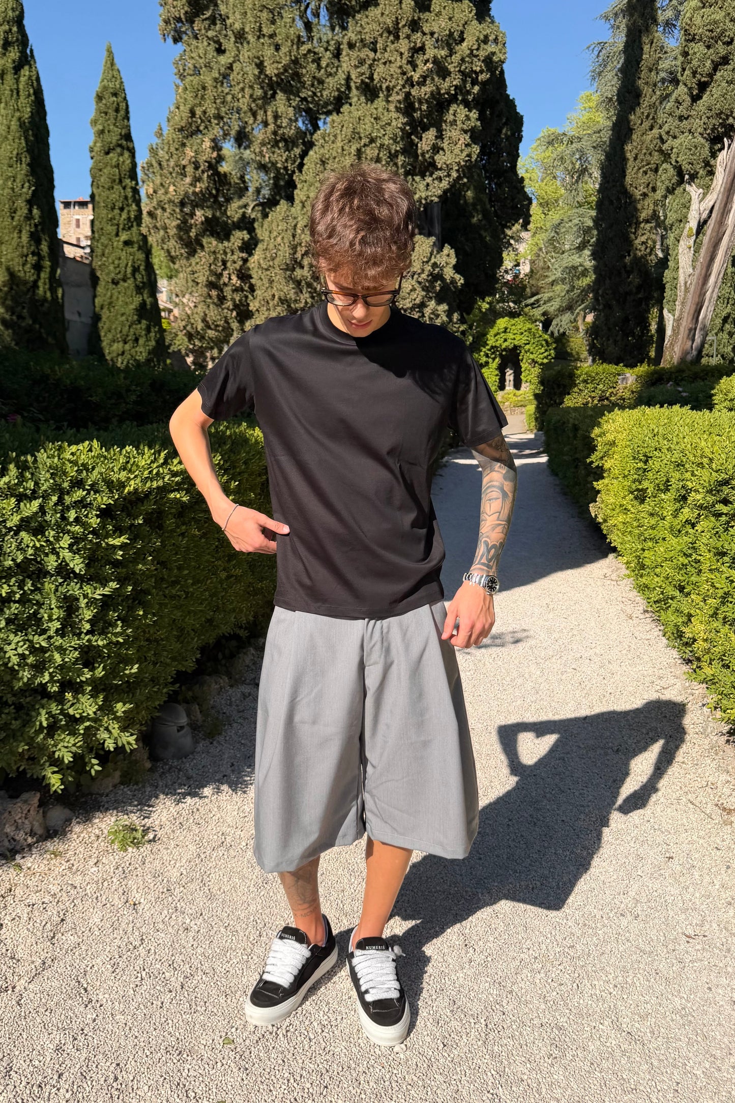 T-Shirt In Filo Di Scozia Nera