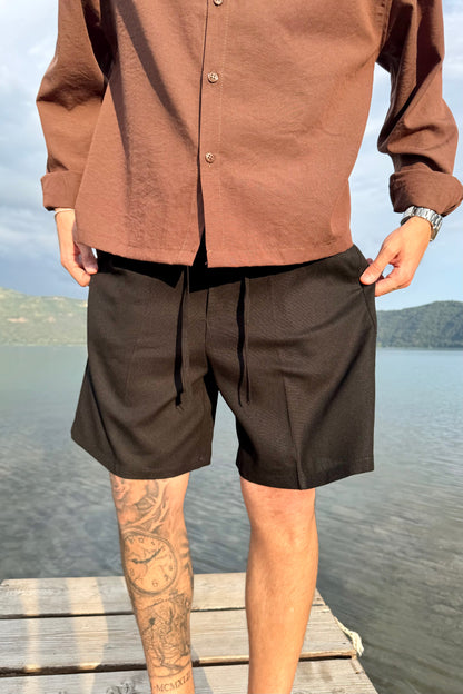 Pantaloncino In Lino Nero