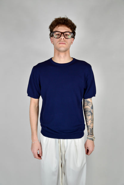T-Shirt In Filo Blu Navy