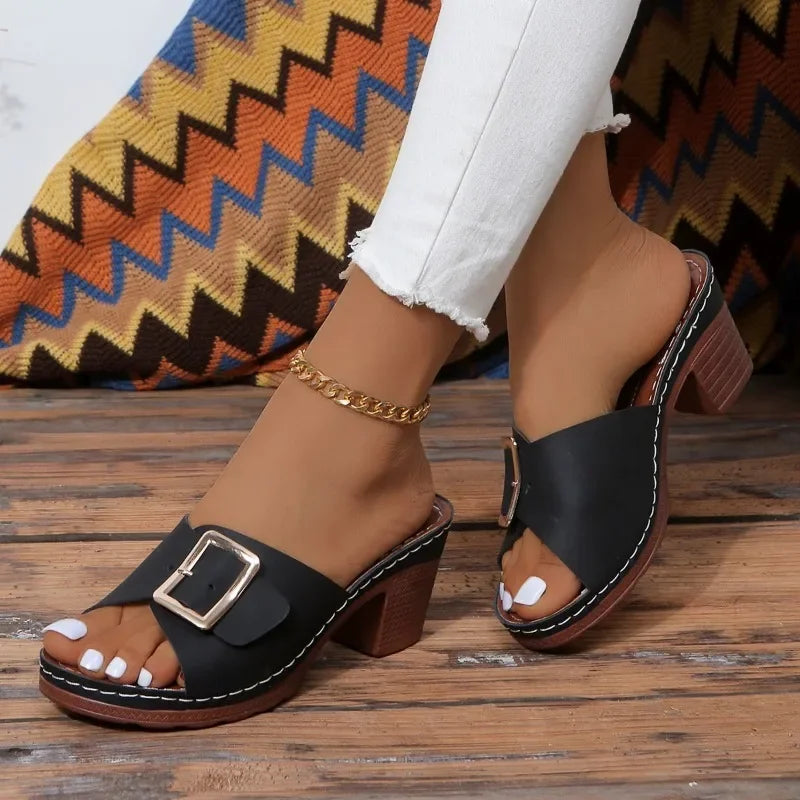 Naëlla | Mules à Talon Boucle Élégante