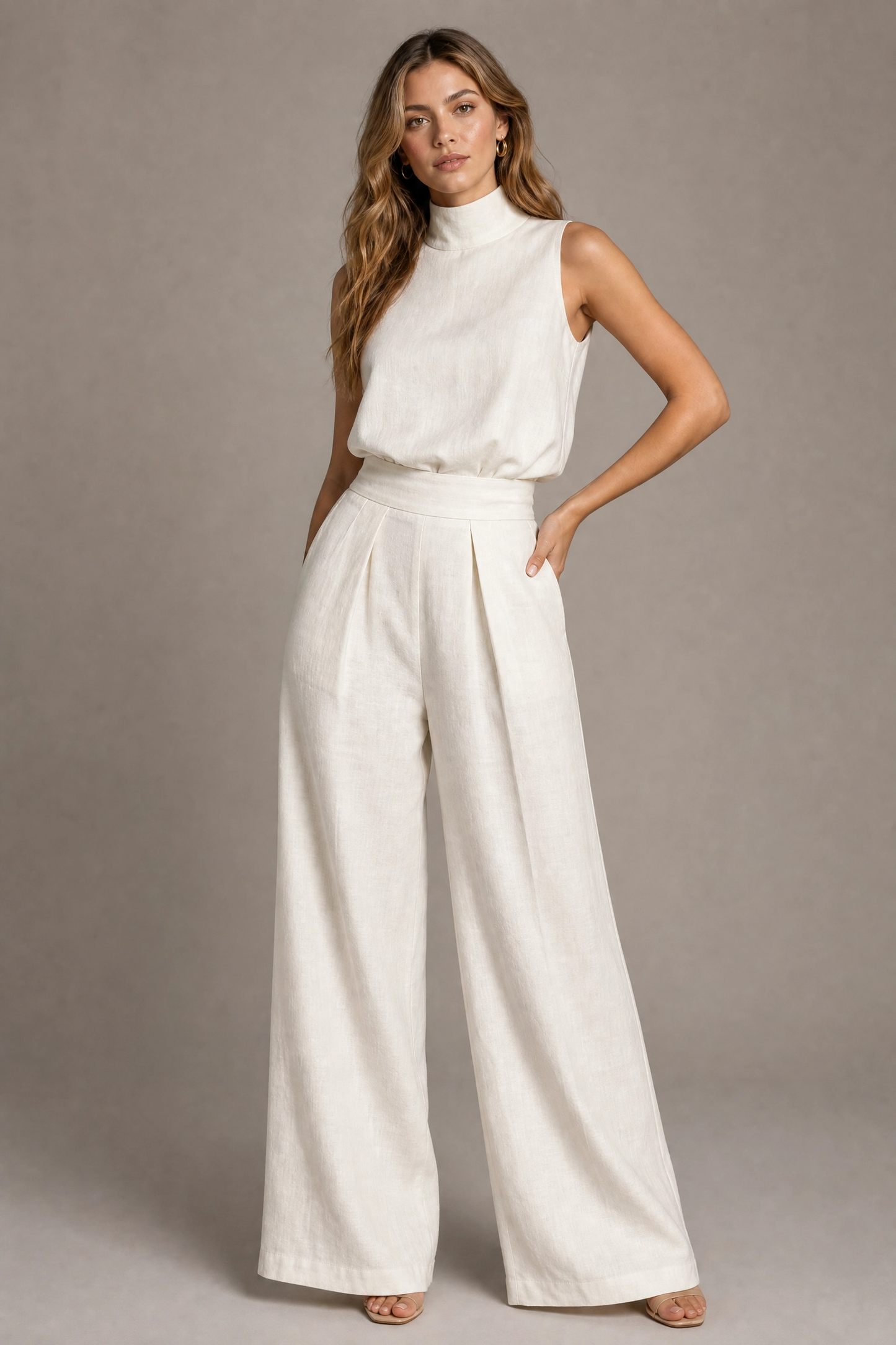 Flor™ | Women's Minimalist Sleeveless Top and Wide Leg Pants Set