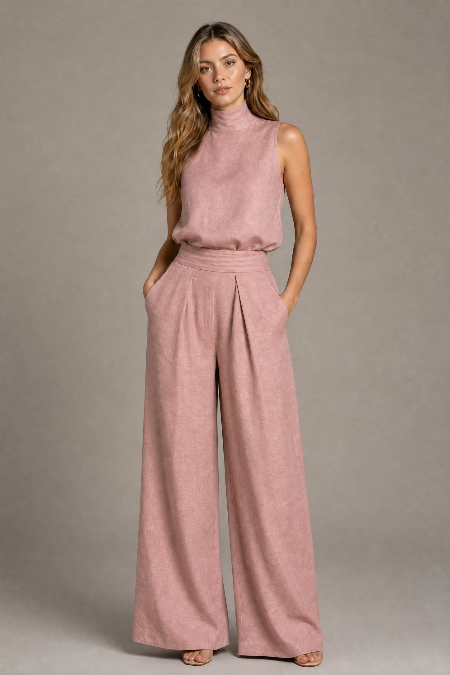 Flor™ | Women's Minimalist Sleeveless Top and Wide Leg Pants Set