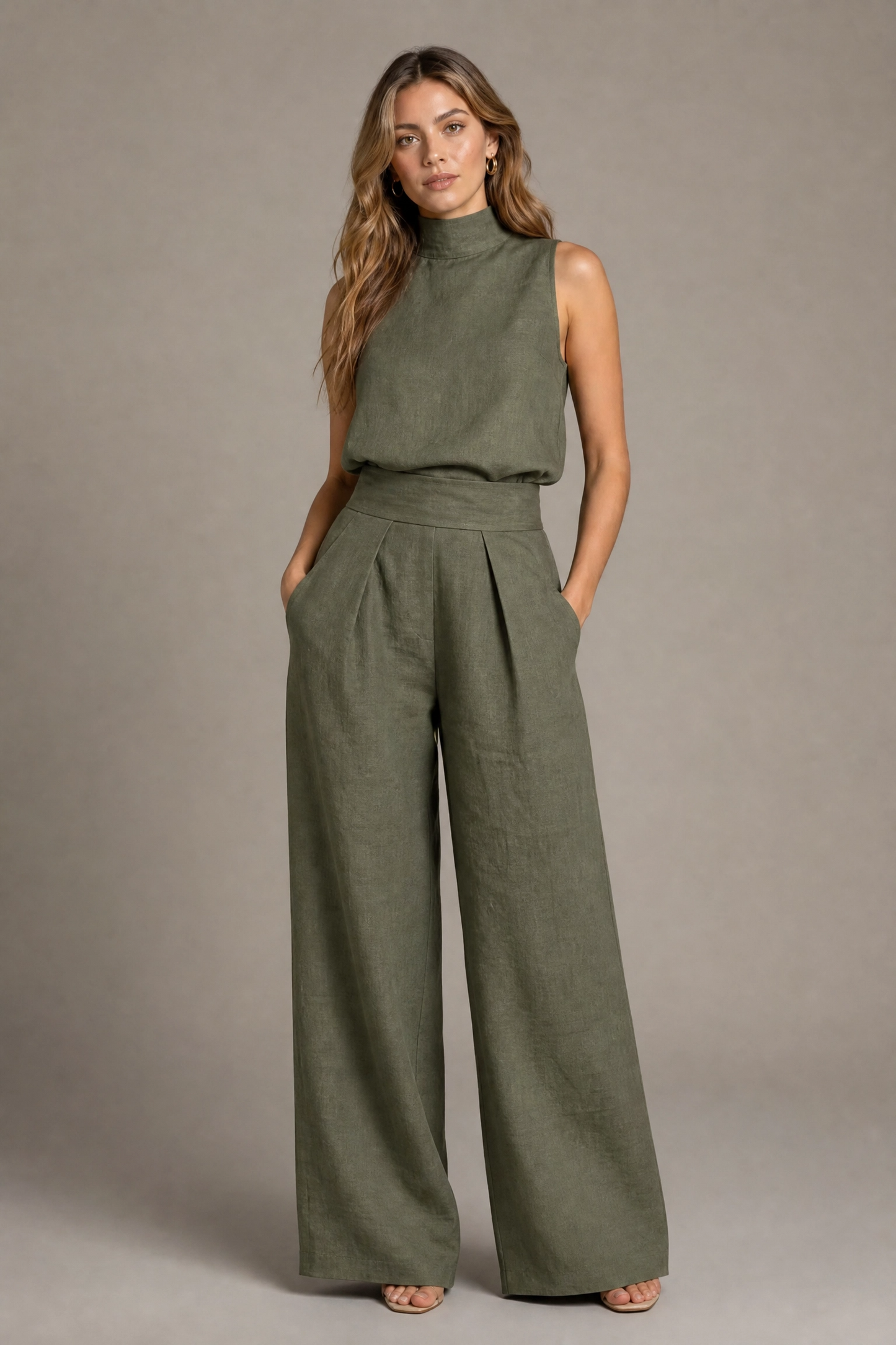 Flor™ | Women's Minimalist Sleeveless Top and Wide Leg Pants Set