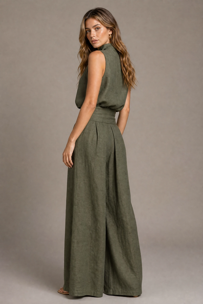 Flor™ | Women's Minimalist Sleeveless Top and Wide Leg Pants Set