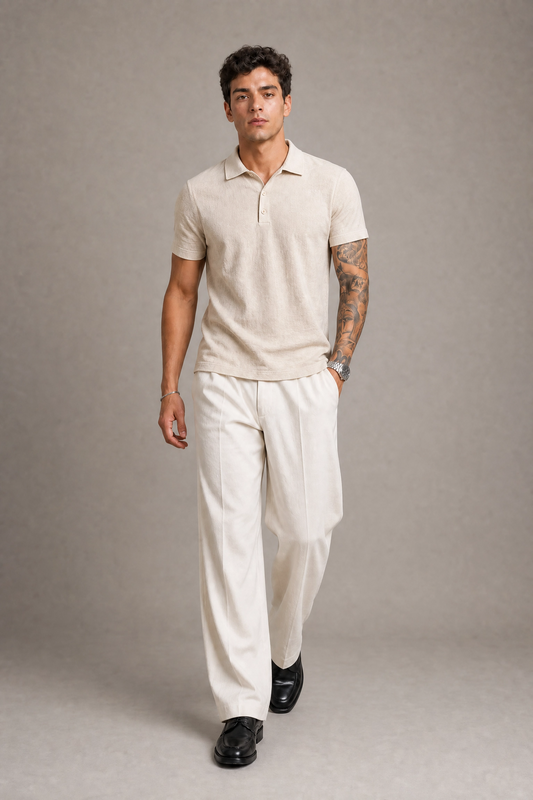 Polo Cancún In Lino Beige