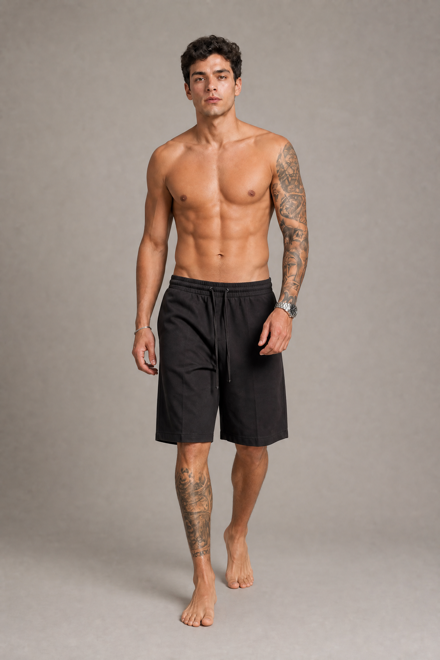 Pantaloncino In Bull Di Cotone Nero