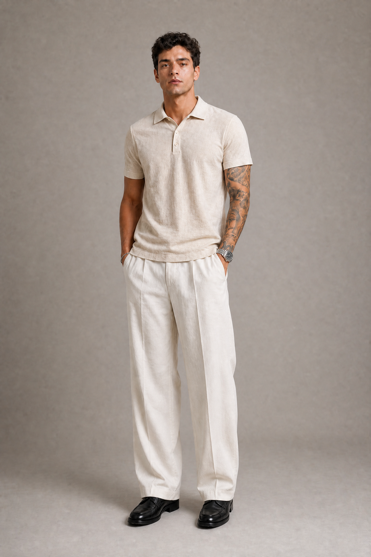 Polo Cancún In Lino Beige