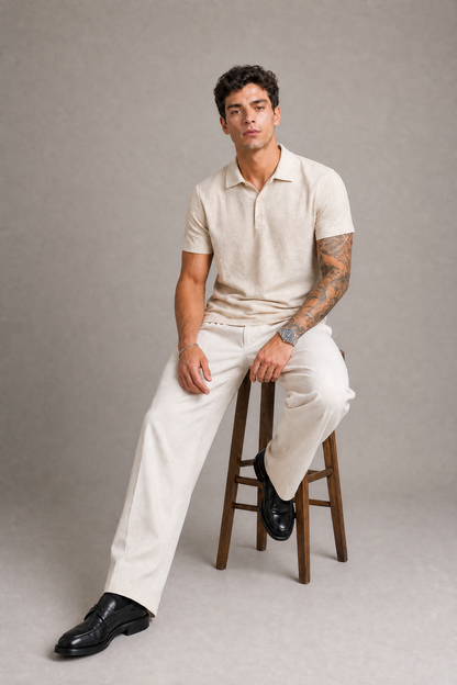 Polo Cancún In Lino Beige
