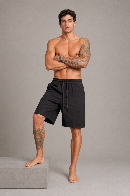 Pantaloncino In Bull Di Cotone Nero
