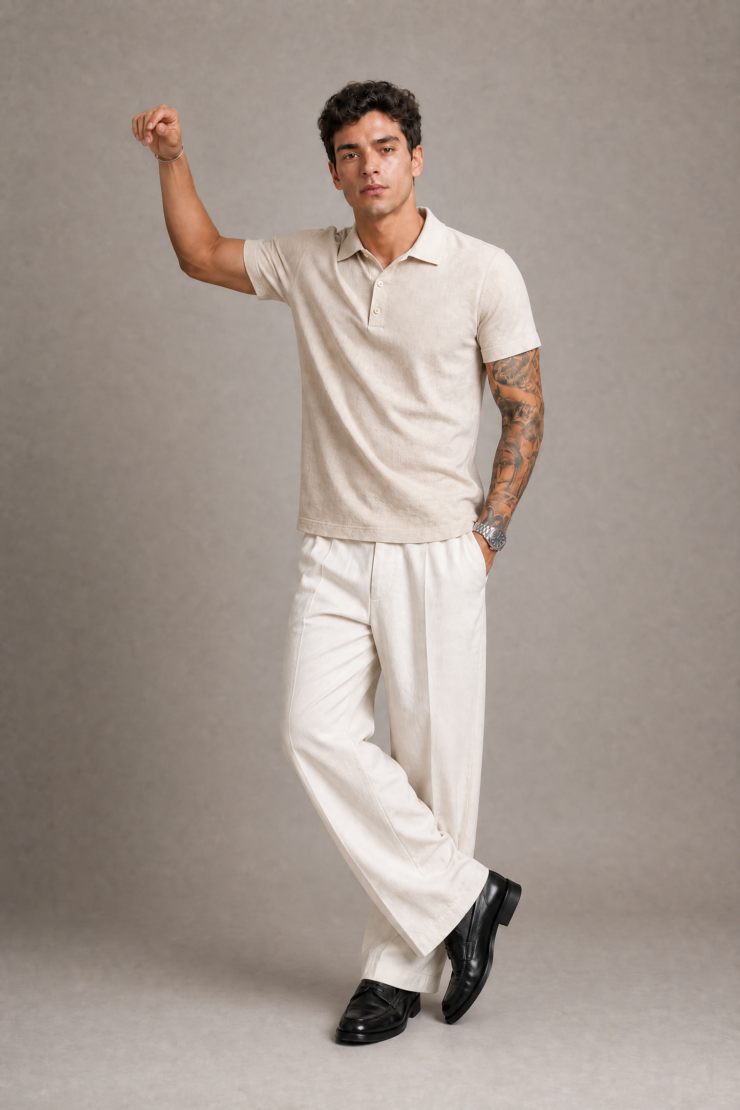 Polo Cancún In Lino Beige