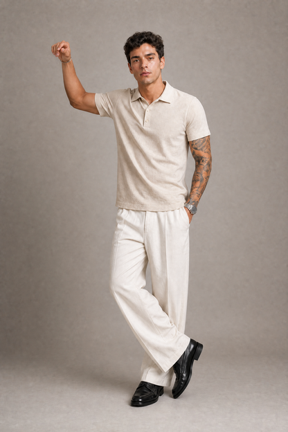 Polo Cancún In Lino Beige