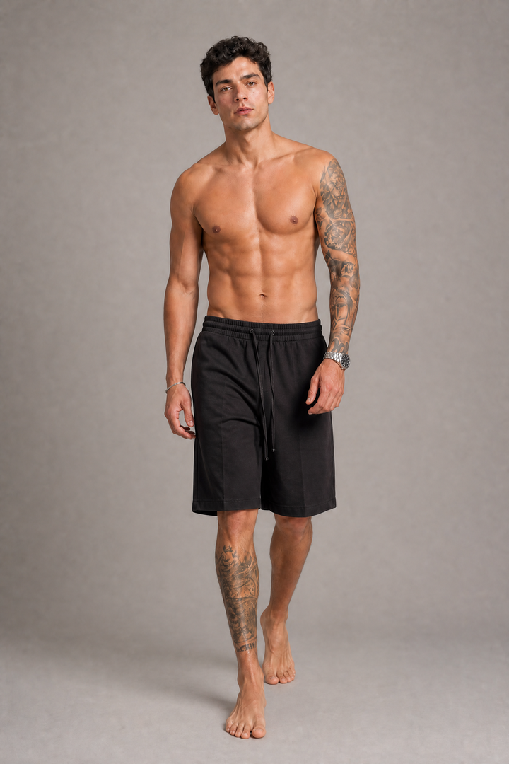 Pantaloncino In Bull Di Cotone Nero
