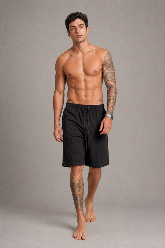 Pantaloncino In Bull Di Cotone Nero